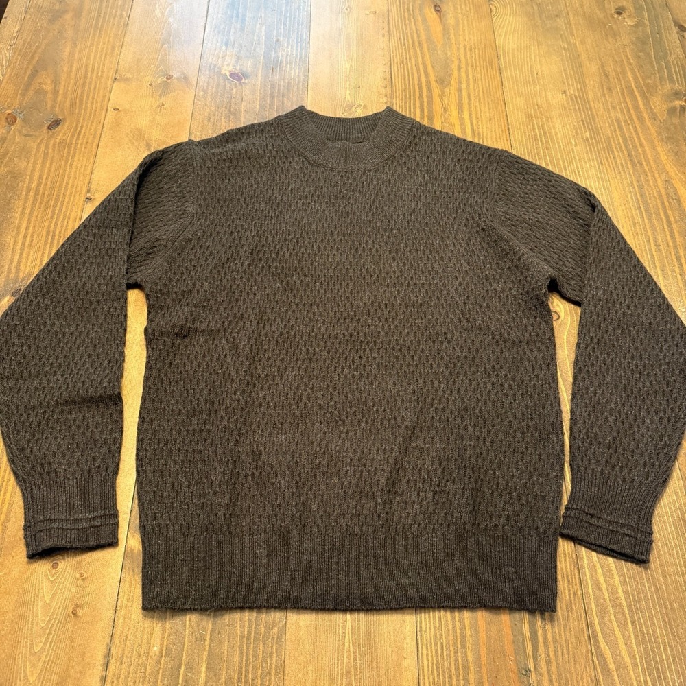 Line‎ of Trade Crosscut Thermal Sweater Mens Large Brown Wool Blend Fisherman